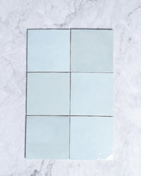 Collie Artisanal Square Duck Egg Blue Gloss Zellige Look Spanish Tile 132x132mm tile, view 3 - Tile Touch