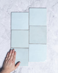Collie Artisanal Square Duck Egg Blue Gloss Zellige Look Spanish Tile 132x132mm tile, view 1 - Tile Touch
