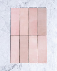 Collie Artisanal Pink Gloss Subway Tile tile, view 2 - Tile Touch