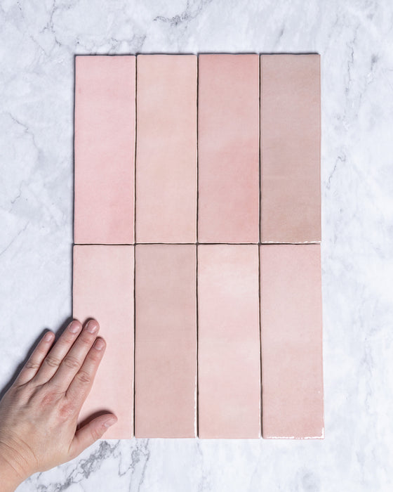 Collie Artisanal Pink Gloss Subway Tile