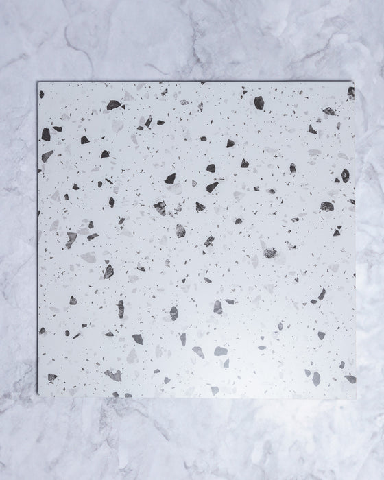 Desmond White Terrazzo Look Porcelain Tile 600x600mm