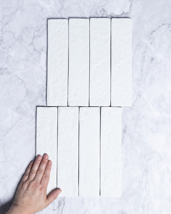 Ellerston White Rustic Brick Look Tile 60 x 250mm tile, view 1 - Tile Touch