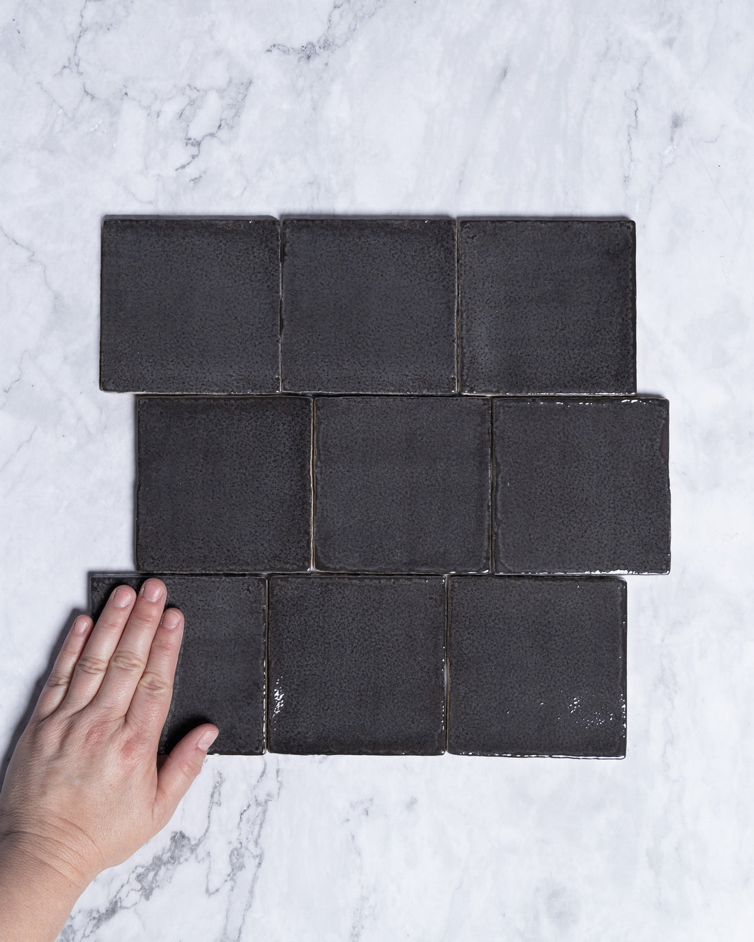 Exville Charcoal Gloss Spanish Tile 100x100mm tile, view 1 - Tile Touch