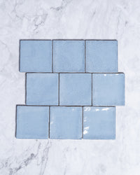 Exville Sky Blue Gloss Spanish Tile 100x100mm tile, view 2 - Tile Touch