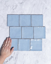 Exville Sky Blue Gloss Spanish Tile 100x100mm tile, view 1 - Tile Touch