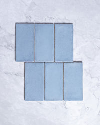 Exville Sky Blue Gloss Spanish Tile 75x150mm tile, view 2 - Tile Touch
