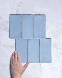 Exville Sky Blue Gloss Spanish Tile 75x150mm tile, view 1 - Tile Touch