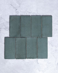 Exville Dark Sage Green Gloss Spanish Tile 75x150mm tile, view 2 - Tile Touch