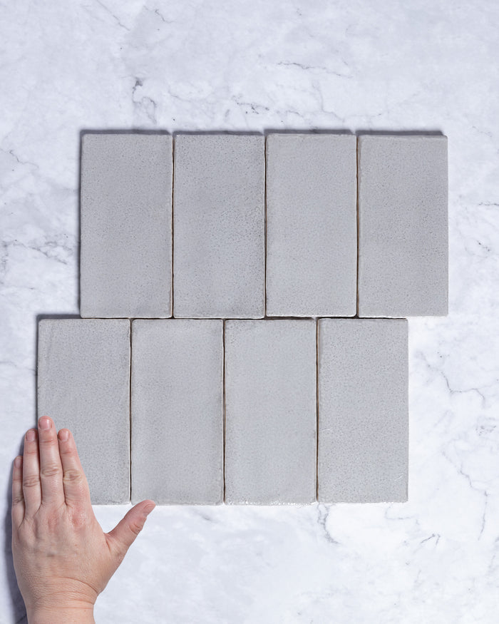Exville Silver Grey Gloss Spanish Tile 75x150mm tile, view 1 - Tile Touch
