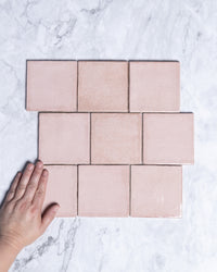 Exville Dusty Pink Gloss Spanish Tile 100x100mm tile, view 1 - Tile Touch
