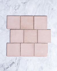 Exville Dusty Pink Gloss Spanish Tile 100x100mm tile, view 2 - Tile Touch