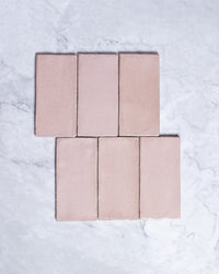 Exville Dusty Pink Gloss Spanish Tile 75x150mm tile, view 2 - Tile Touch