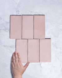 Exville Dusty Pink Gloss Spanish Tile 75x150mm tile, view 1 - Tile Touch