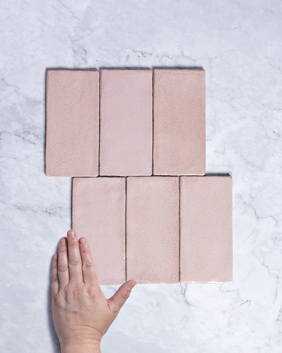 Exville Dusty Pink Gloss Spanish Tile 75x150mm