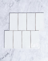 Exville White Gloss Spanish Tile 75x150mm tile, view 2 - Tile Touch