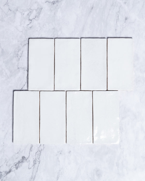 Exville White Gloss Spanish Tile 75x150mm