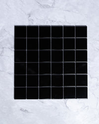 Fairway Small Plain Black Gloss Square Mosaic 48x48mm tile, view 2 - Tile Touch
