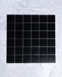 Fairway Small Plain Black Matt Square Mosaic 48x48mm tile, view 2 - Tile Touch