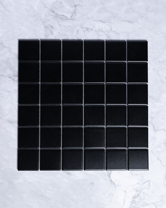 Fairway Small Plain Black Matt Square Mosaic 48x48mm