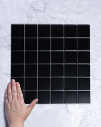 Fairway Small Plain Black Matt Square Mosaic 48x48mm tile, view 1 - Tile Touch