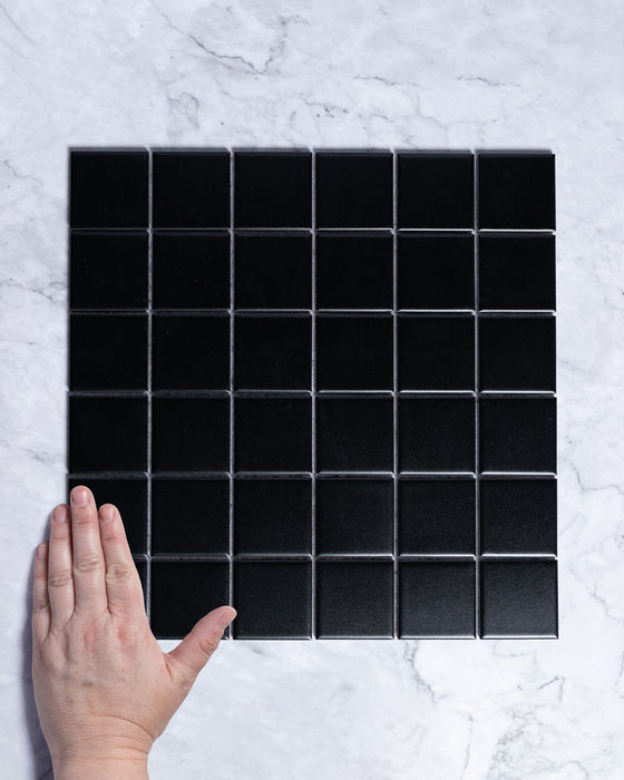 Fairway Small Plain Black Matt Square Mosaic 48x48mm