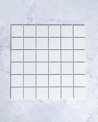 Fairway Small Plain White Gloss Square Mosaic 48x48mm tile, view 2 - Tile Touch