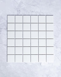 Fairway Small Plain White Matt Square Mosaic 48x48mm tile, view 2 - Tile Touch