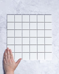 Fairway Small Plain White Matt Square Mosaic 48x48mm tile, view 1 - Tile Touch