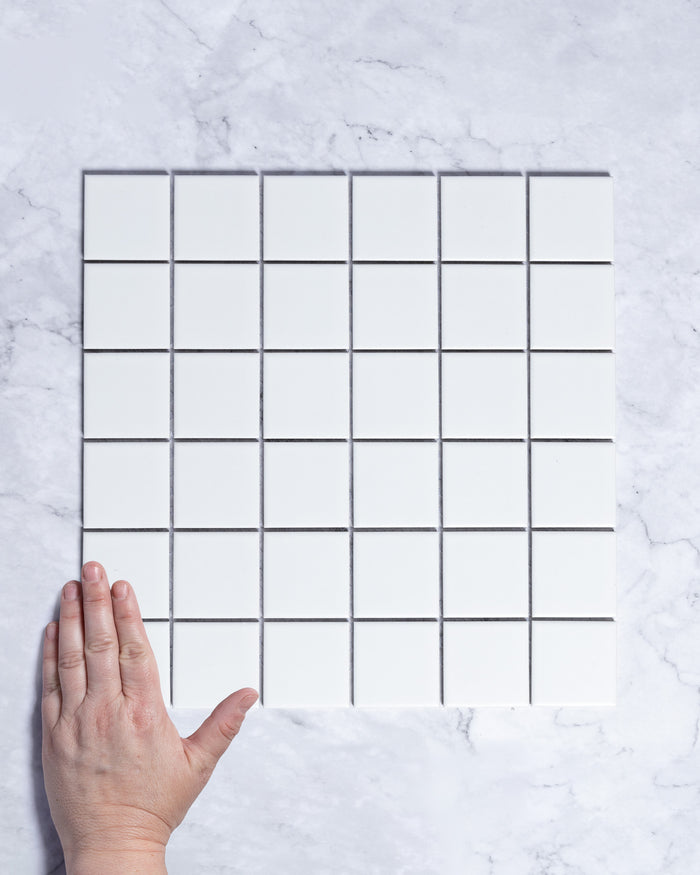 Fairway Small Plain White Matt Square Mosaic 48x48mm