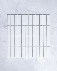 Fairway Mini Plain White Matt Rectangle Finger Mosaic Tile 23x73mm tile, view 2 - Tile Touch