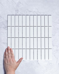 Fairway Mini Plain White Matt Rectangle Finger Mosaic Tile 23x73mm tile, view 1 - Tile Touch