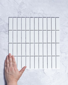  Fairway Mini Plain White Matt Rectangle Finger Mosaic Tile 23x73mm