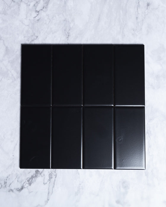 Florence Black Matt Subway Tile 75 x 150mm