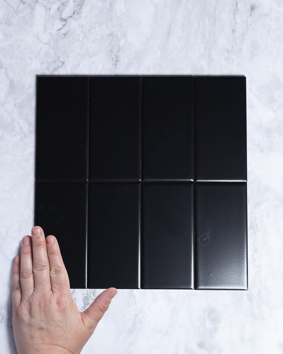 Florence Black Matt Subway Tile 75 x 150mm