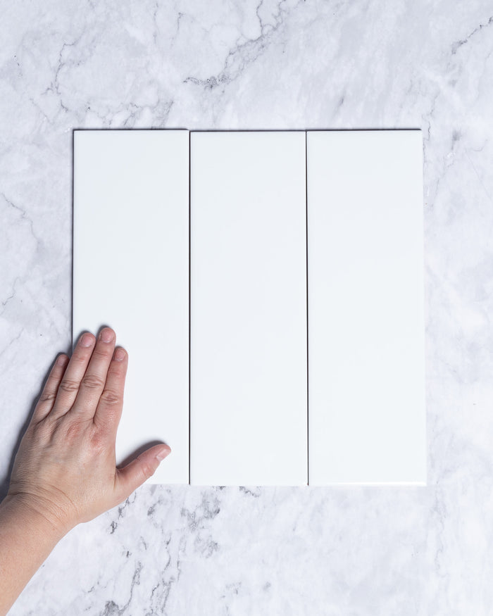 Lyons Pure White Ceramic Wall Tiles Gloss 100x300mm tile, view 1 - Tile Touch