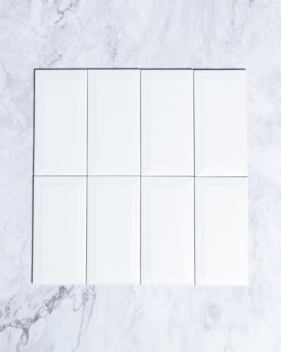 Florence White Bevel Matt Subway Tile 75x150mm