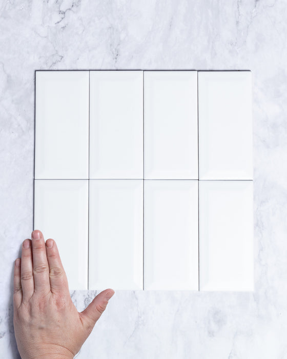 Florence White Bevel Matt Subway Tile 75x150mm