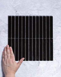 Gracemere Black Gloss Concave Kit Kat Finger Mosaic Tile tile, view 1 - Tile Touch