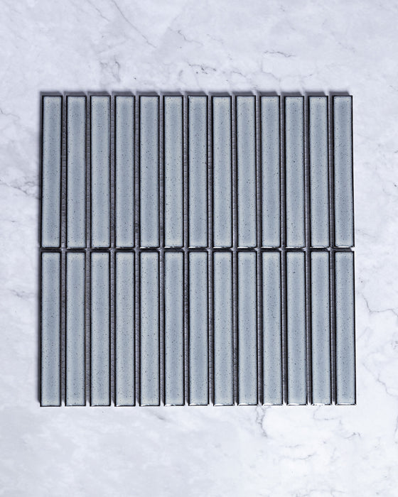 Gracemere Bone Grey Speckle Gloss Concave Kit Kat Finger Mosaic Tile