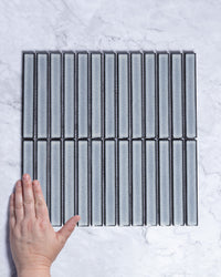 Gracemere Bone Grey Speckle Gloss Concave Kit Kat Finger Mosaic Tile tile, view 1 - Tile Touch