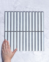 Gracemere Bone White Speckle Gloss Concave Kit Kat Finger Mosaic Tile tile, view 1 - Tile Touch
