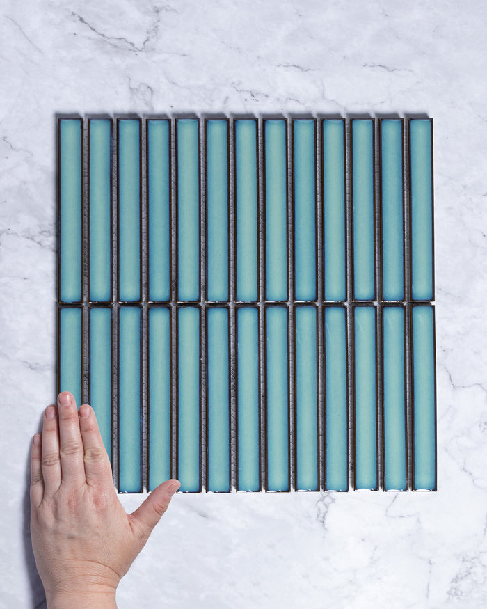 Gracemere Jade Green Gloss Concave Kit Kat Finger Mosaic Tile