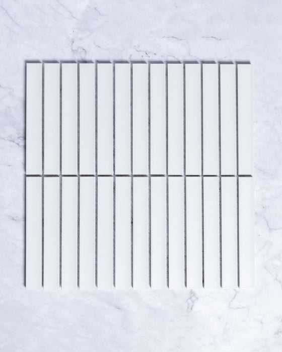 Gracemere White Gloss Concave Kit Kat Finger Mosaic Tile