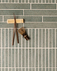 Hatsuborder Aqua Blue Japanese Hand Crafted Kit Kat Mosaic Tile 23x152mm tile, view 3 - Tile Touch