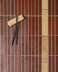 Hatsuborder Blood Red Japanese Hand Crafted Kit Kat Mosaic Tile 23x152mm tile, view 3 - Tile Touch