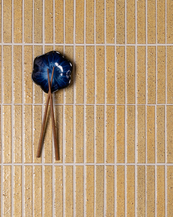 Kazoku Hatsuborder Wheat Mustard Japanese Hand Crafted Kit Kat Mosaic Tile 23x152mm