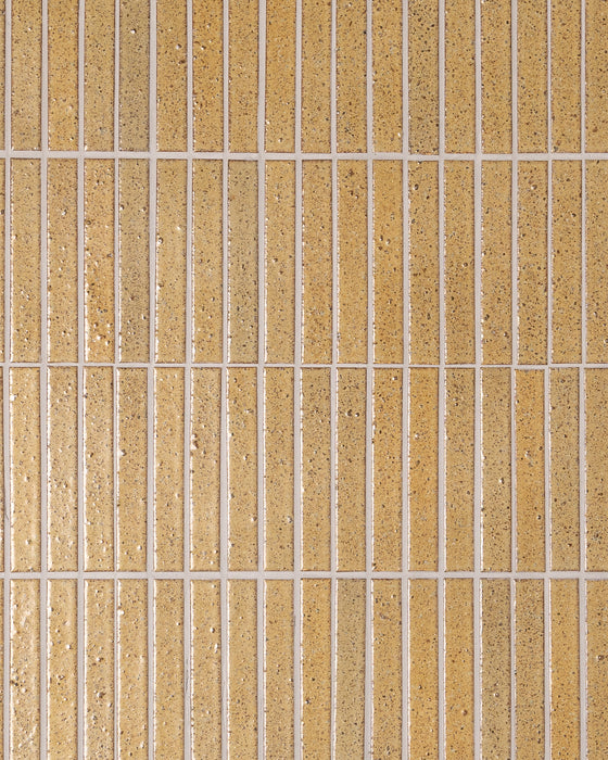 Kazoku Hatsuborder Wheat Mustard Japanese Hand Crafted Kit Kat Mosaic Tile 23x152mm