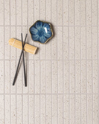 Hatsuborder White Speckle Japanese Hand Crafted Kit Kat Mosaic Tile 23x152mm tile, view 3 - Tile Touch