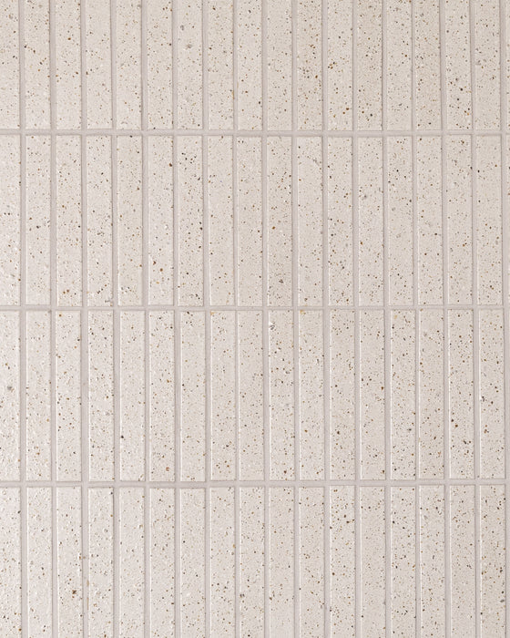 Kazoku Hatsuborder White Speckle Japanese Hand Crafted Kit Kat Mosaic Tile 23x152mm