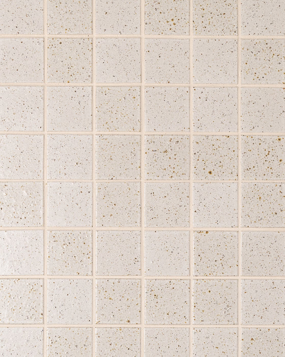 Hatsu Square White Speckle Japanese Hand Crafted Mosaics Tile 72x72mm